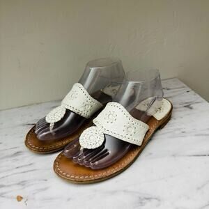 Jack Rogers White Leather Thong Sandals Women’s Size 8
